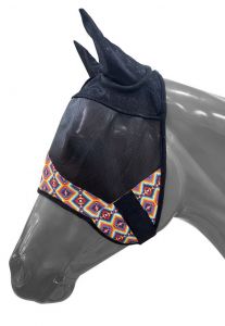 Showman Southwest Print accent horse size fly mask with ears